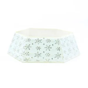 ACA Lighting X072384 Шестоъгълна яка за коледно дърво декоративна бяла със снежинки пайети 76.2×61×24см