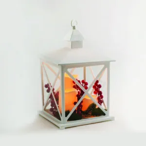 ACA Lighting X0731193 Бял пластмасов фенер с 3 свещи – 3 топли LED бат. (3×AAA не вкл.) IP20 23.5×23.5×37.5см