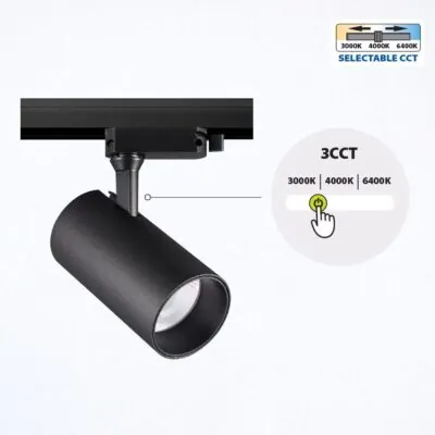 Vivalux VIV005206 LED прожектор за релсов монтаж TRANCE LED 30W 2100lm черен CCT-switch 3000K-4000K-6400K