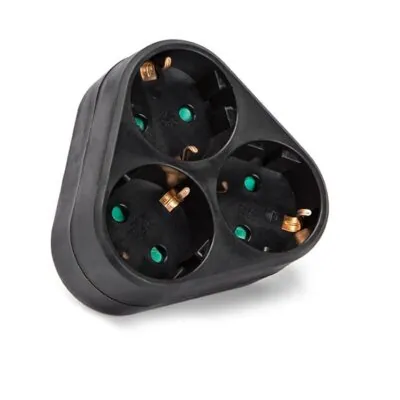 Vito 8002841 MULTISOCKET TRIPLO-R 16A 3680W BLACK EARTH-LINE SHUTTER PLUG+3xSOCKET