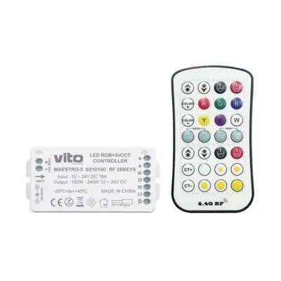 Vito 6210140 КОНТРОЛЕР MAESTRO-5 RF 28KEYS 12V-24VDC IP20 RGB+3CCT