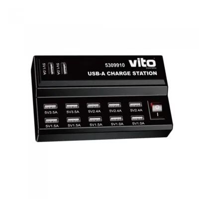 Vito 5309910 USB-A ЗАРЯДНО УСТРОЙСТВО 12x 5VDC МАКС. 60W С КЛЮЧ ЧЕРНO