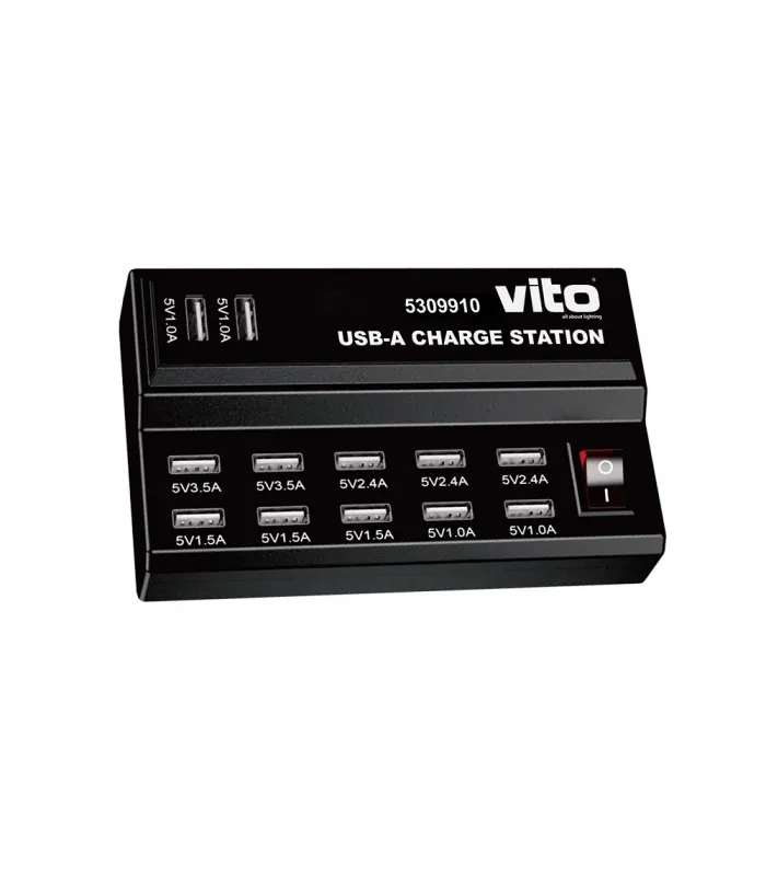 Vito 5309910 USB-A ЗАРЯДНО УСТРОЙСТВО 12x 5VDC МАКС. 60W С КЛЮЧ ЧЕРНO