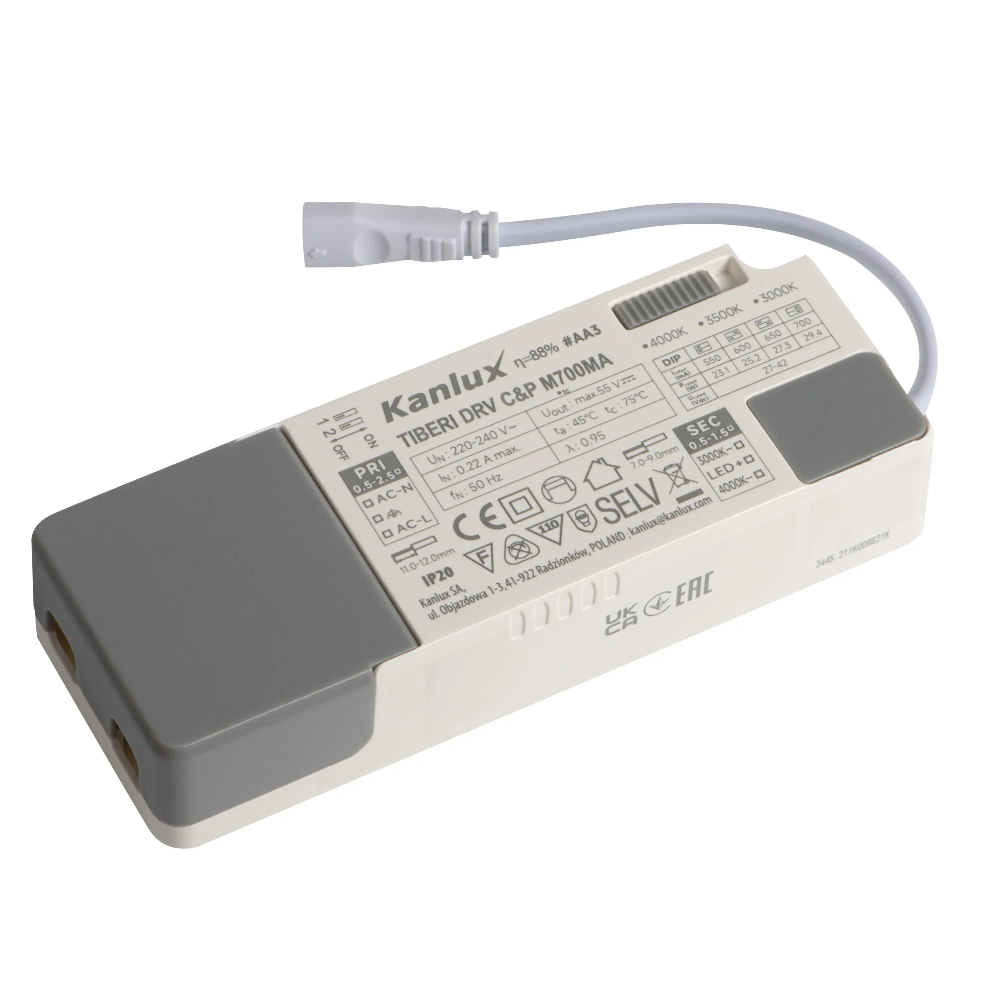 26385.jpg Kanlux 26385 Захранващо устройство за LED TIBERI CCT DRIVER TIBERI DRV C&P M700MA